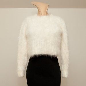 Gorgeous Cropped White Angora Sweater